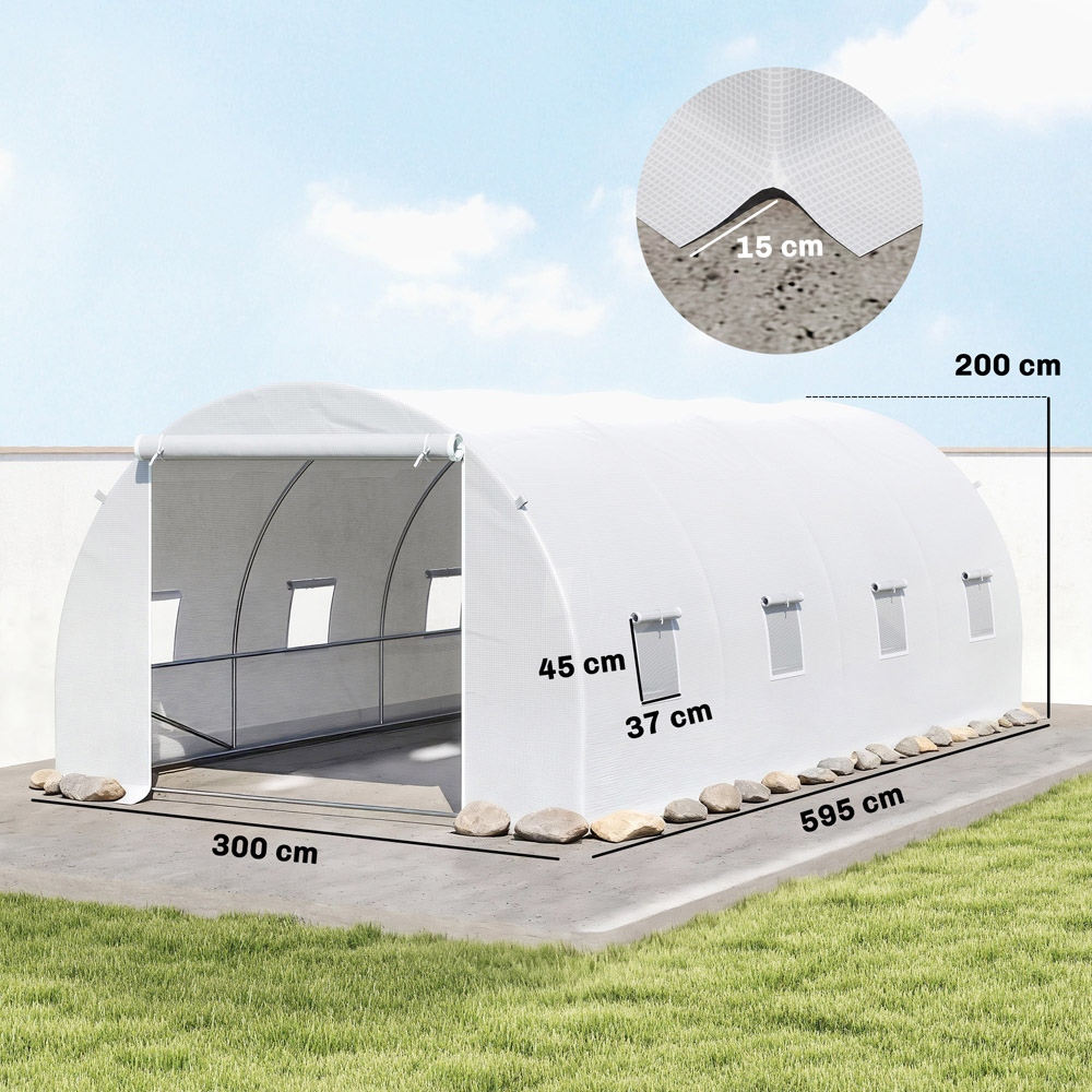 Outsunny White PE 10 x 19.7ft Walk In Polytunnel Greenhouse Image 8