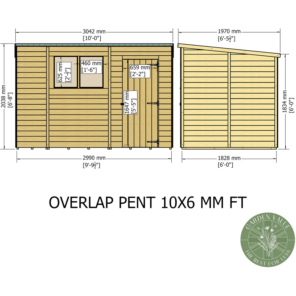 Shire 10 x 6ft Overlap Pent Shed Image 9