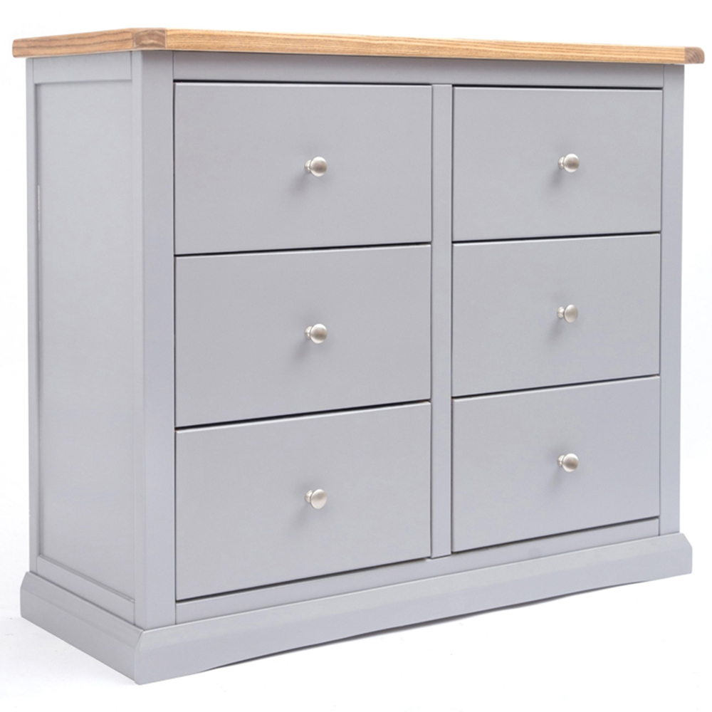 Cabinet Bits Rocca 6 Drawer Grey Chrome Knob Chest of Drawers Image 3