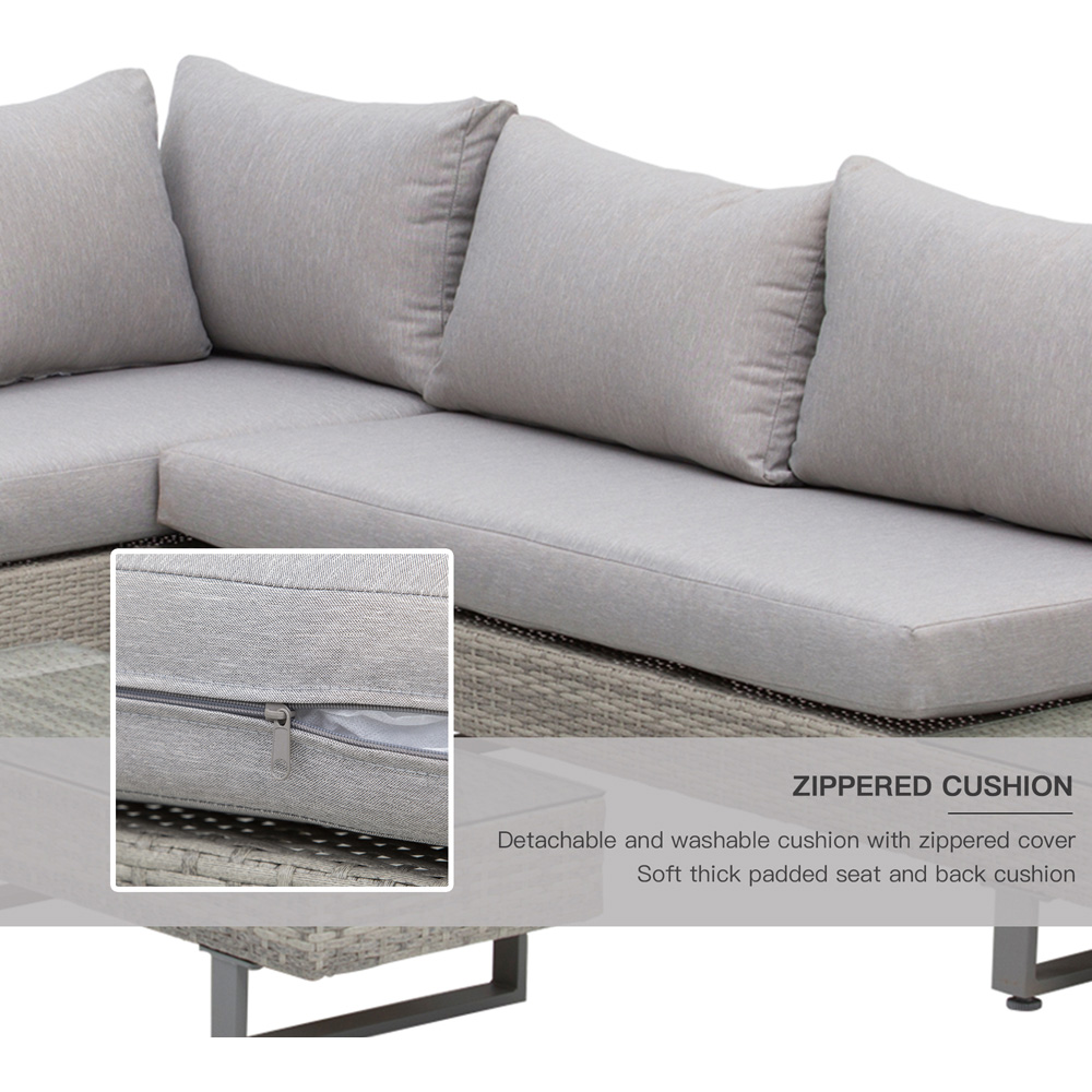 Outsunny 5 Seater Grey Rattan Conservatory Corner Sofa Set with Coffee Table Image 5
