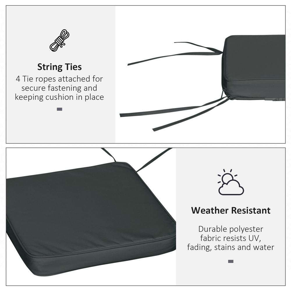 Outsunny Grey Dining Chair Seat Pad Cushion 42 x 42cm 6 Pack Image 5