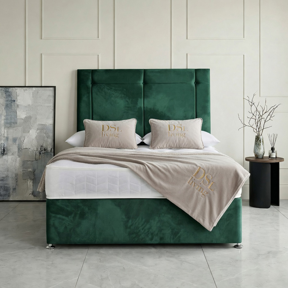 DS Living Kingsley Single Green Plush Divan Bed Image 4