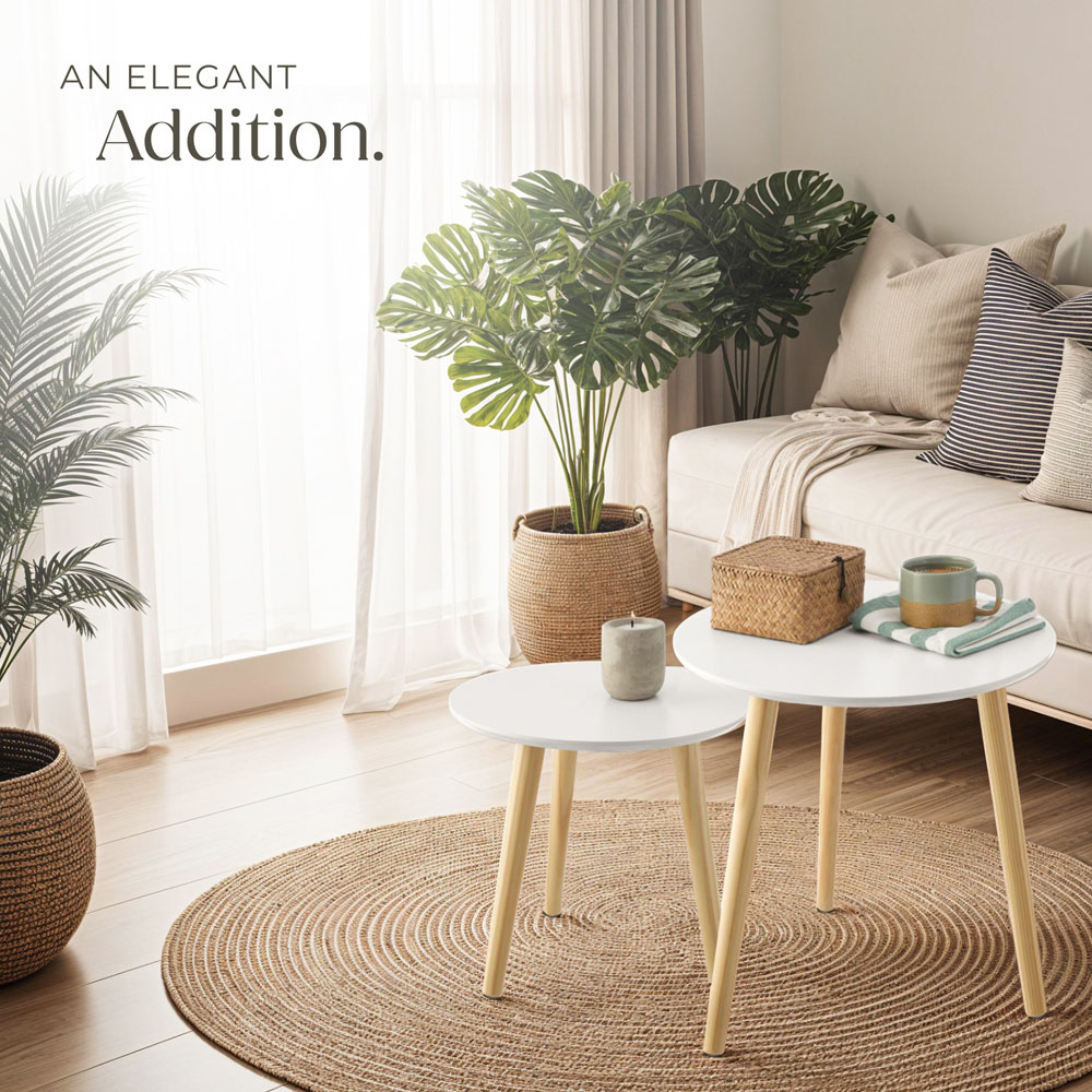 Tectake Skaland Set of 2 Brown Side Tables Image 7