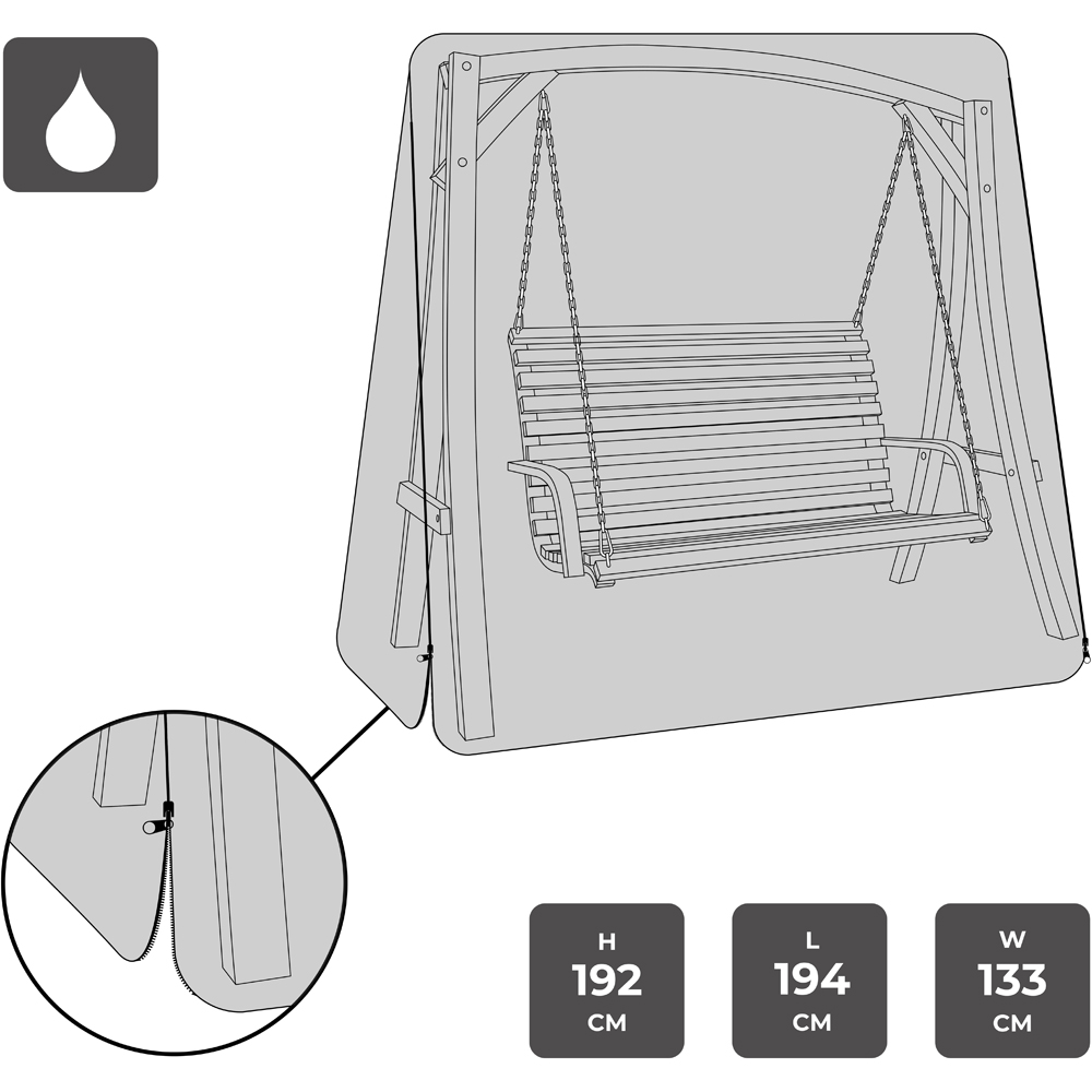 Charles Bentley 3 Seater Garden Swing Seat Cover Black Image 6