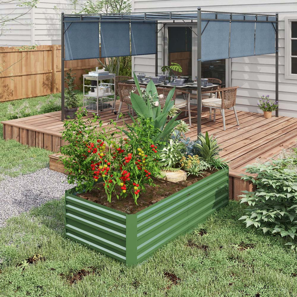 Outsunny Green Galvanised Steel Raised Garden Bed with Reinforced Rods 59 x 90 x 180cm Image 2