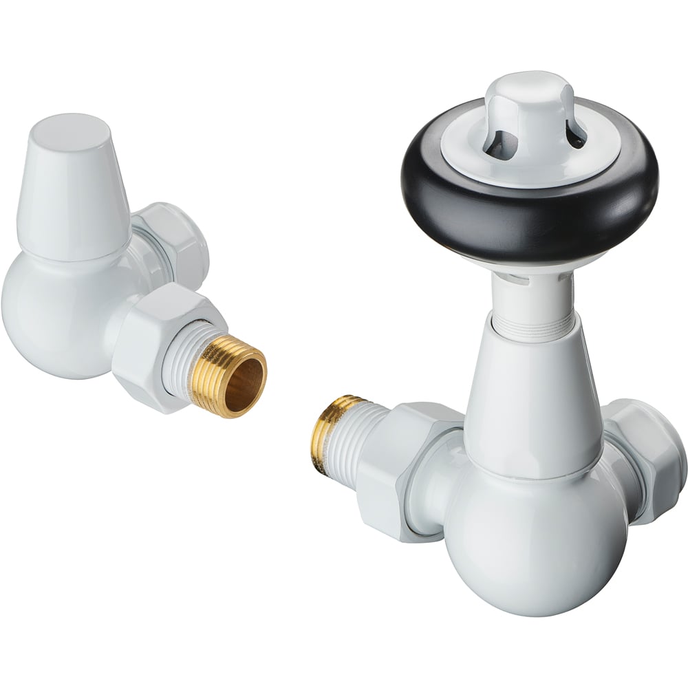 Terma Traditional White 3-Axis Thermostatic Radiator Valve and Lockshield Set Image 2