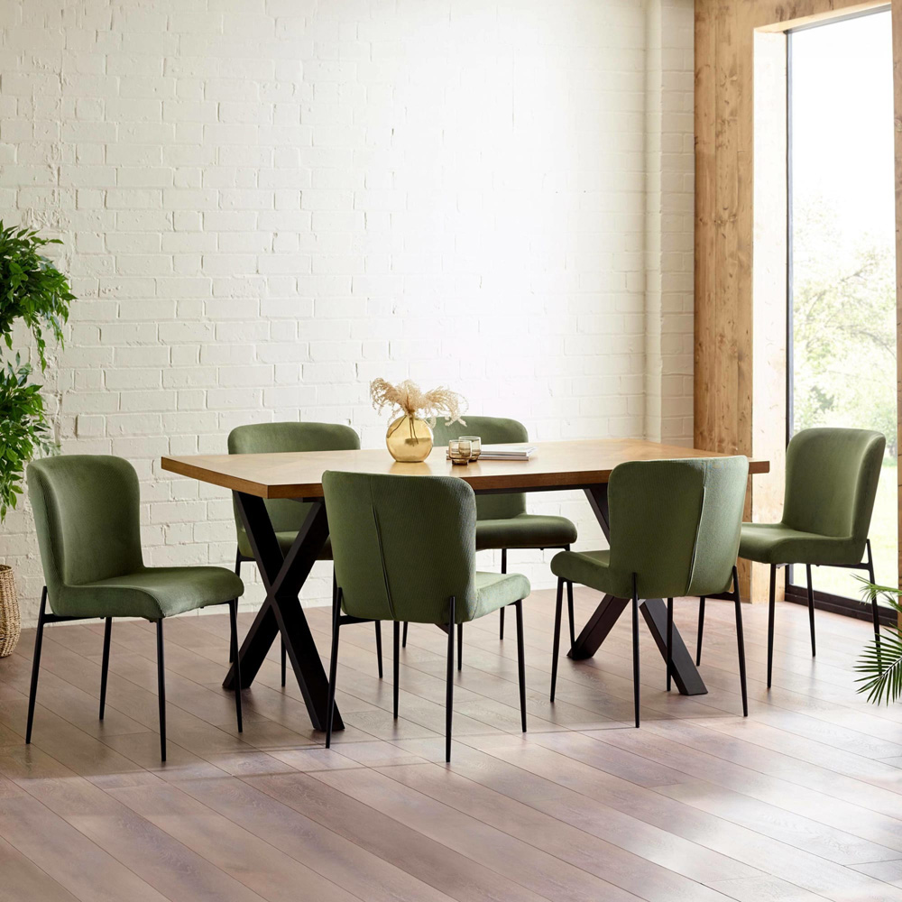 Julian Bowen Leonie Set of 2 Green Velvet Dining Chairs Image 7