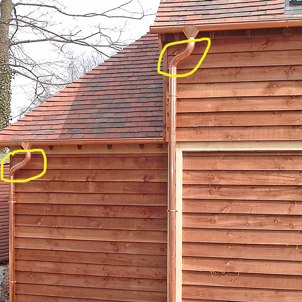 Metal Gutta Copper Downpipe Swan Neck Connector Image 3