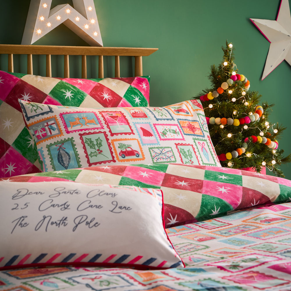 Furn Super King Size Dear Santa Printed Reversible Duvet Set Image 2