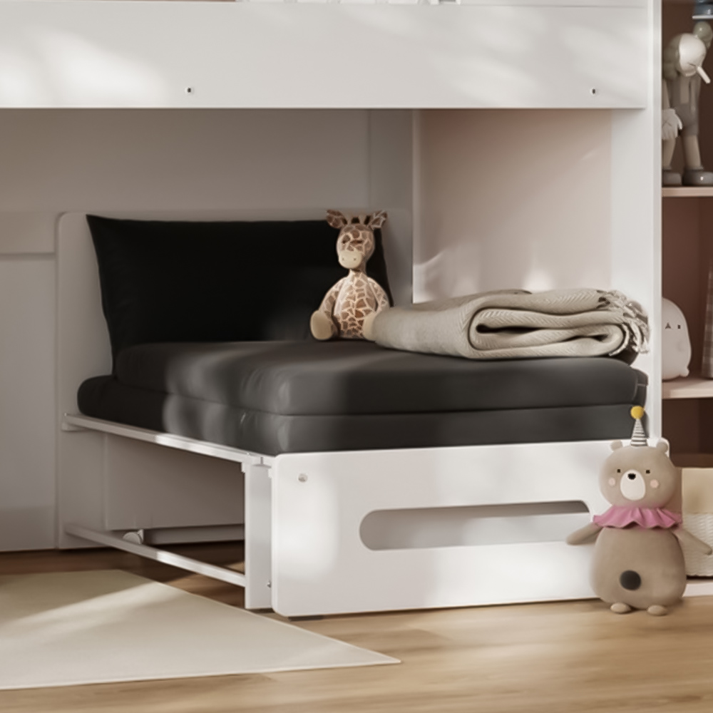 Flair Stepaside White Staircase High Sleeper with Black Futon Image 3