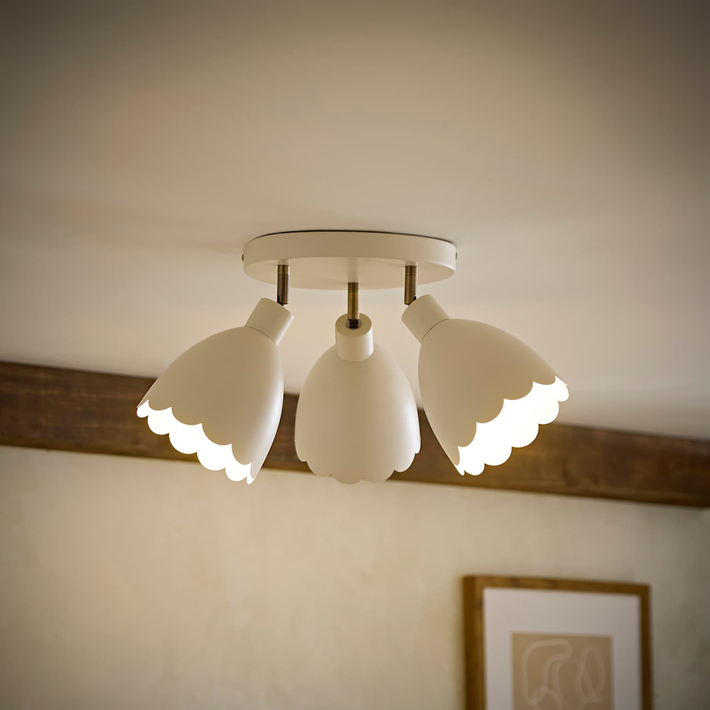 ValueLights Millie 3-Way Cream Scallop Adjustable Round Spotlight and Bulb Image 6