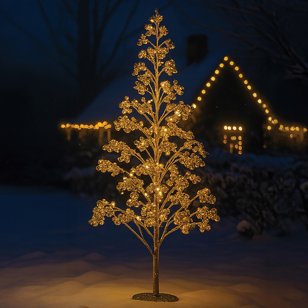Xmas Haus 1200 Warm White Micro LED Pre-Lit Artificial Christmas Tree with Gold Baubles 7ft Image 3