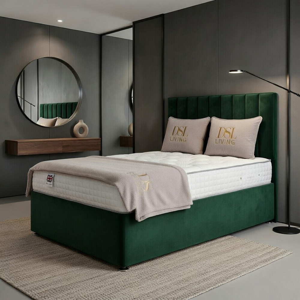 DS Living Aether Single Green Plush Velvet Divan Bed Image 3