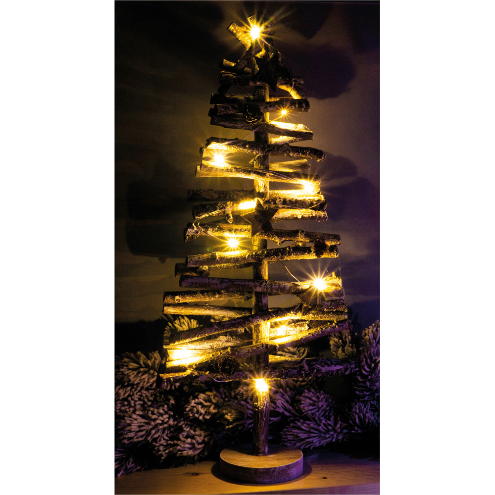 St Helens Brown Wooden White Snow Birch Christmas Tree Image 6