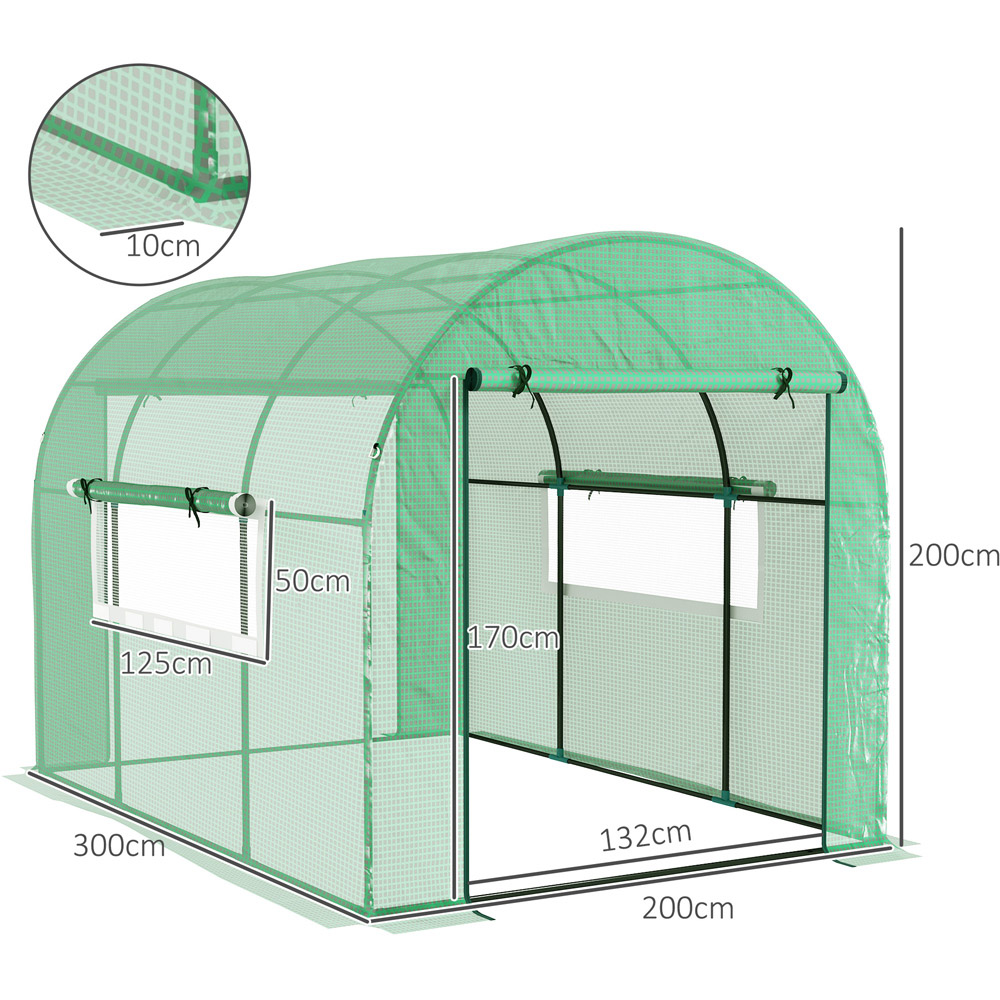 Outsunny 6.5 x 9.8ft Polytunnel Greenhouse with Door and Mesh Window Image 8