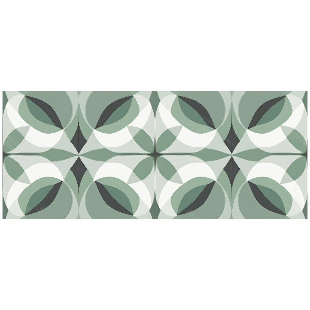 Warren Reed Designer Geometric Green Grey Glass Bathroom Splashback 25 x 60cm Image 2