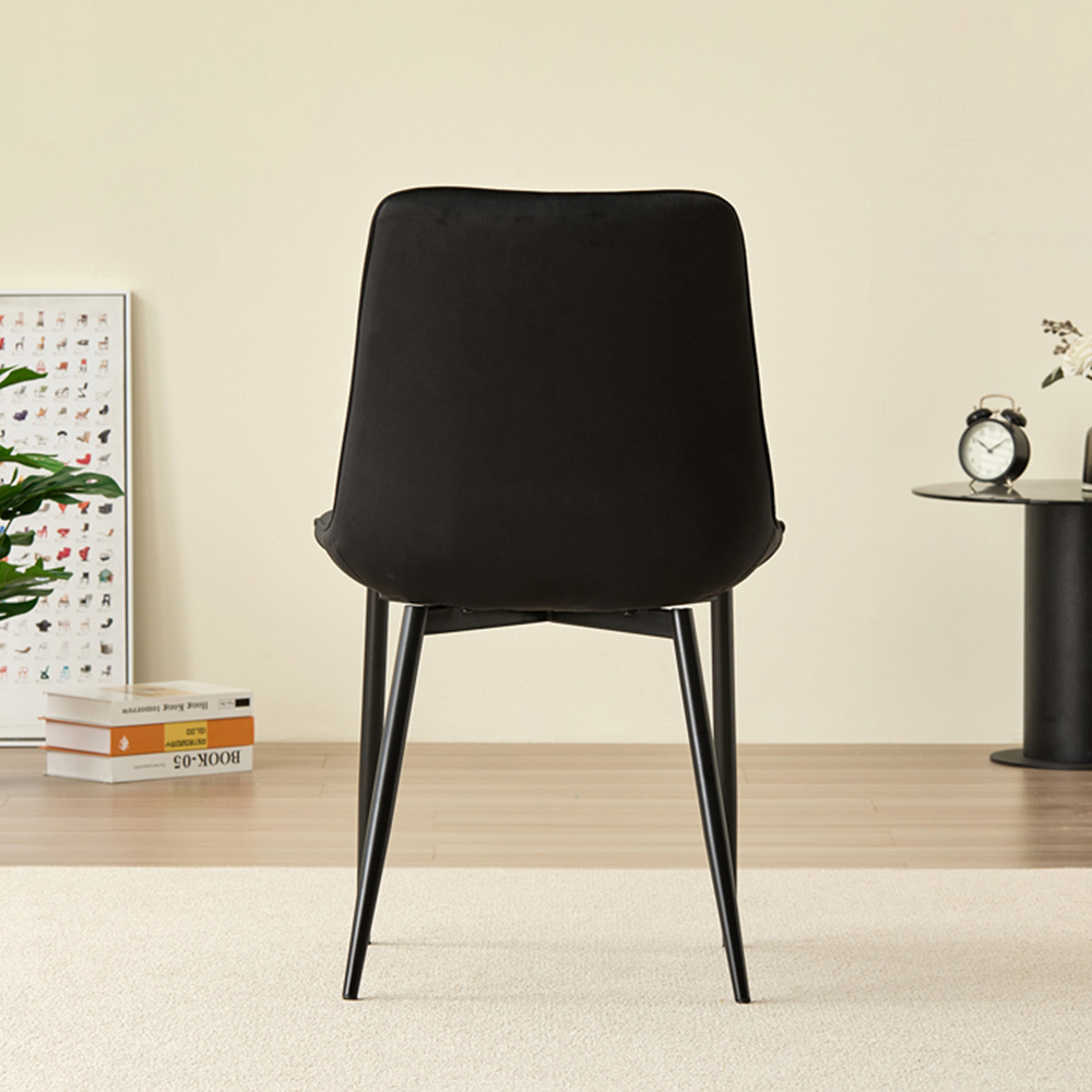 Indoor Living Amelia Set of 2 Black Velvet Dining Chair Image 5