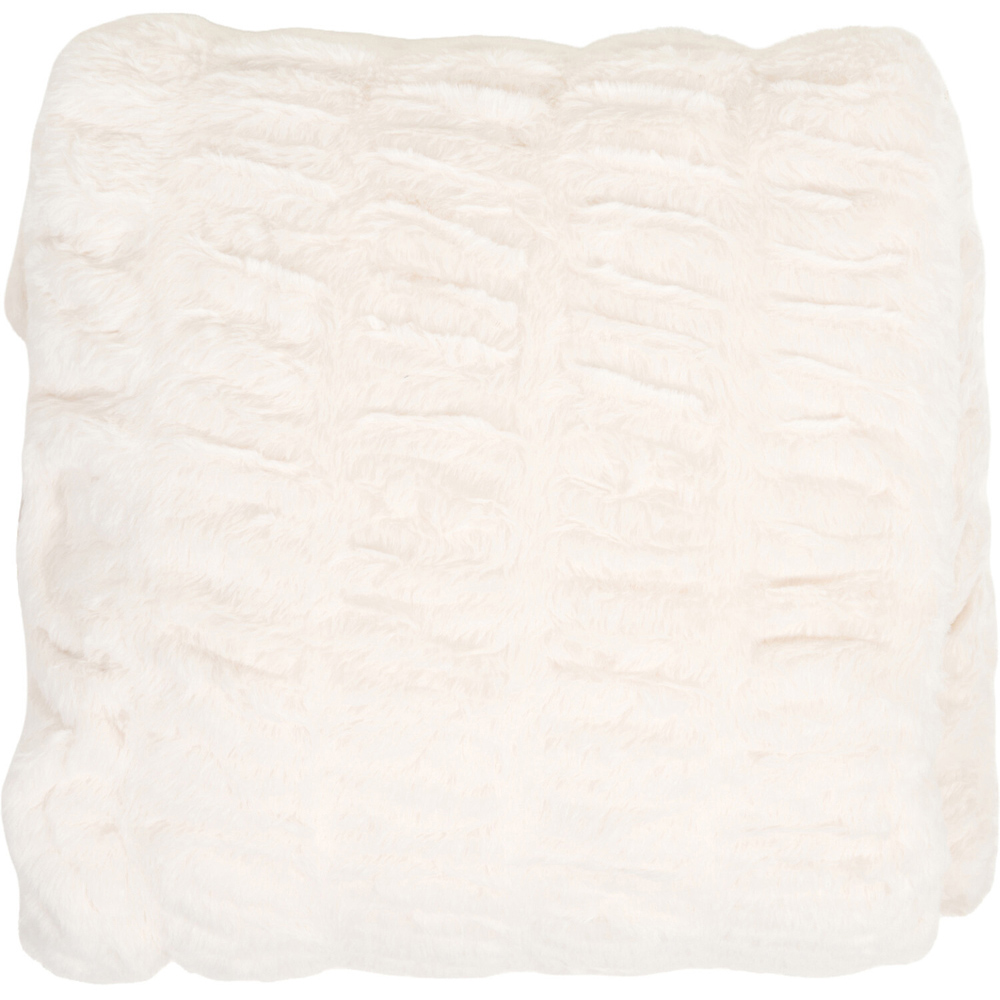 Extra Large Seersucker Faux Fur Throw White Image 3
