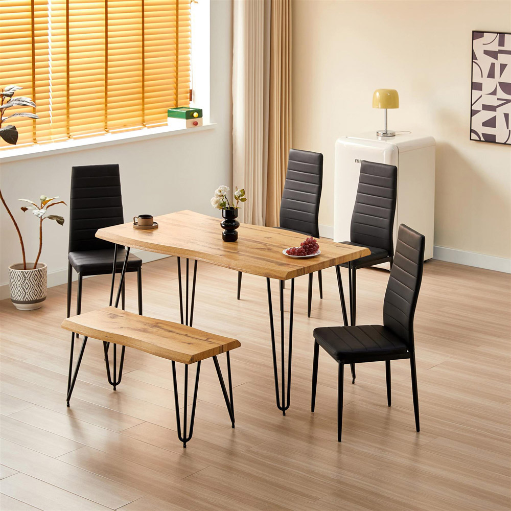Kosy Koala 6 Seater Rustic Wooden Dining Set Black Image 5