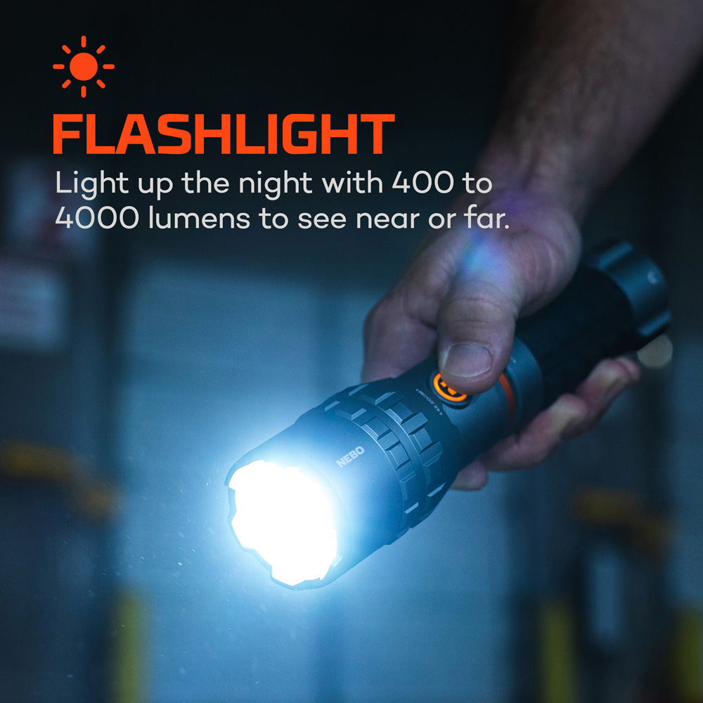 Nebo Slyde King 4K 4000 Lumens Rechargeable Flashlight with Side-to-Reveal COB Work Light Image 9