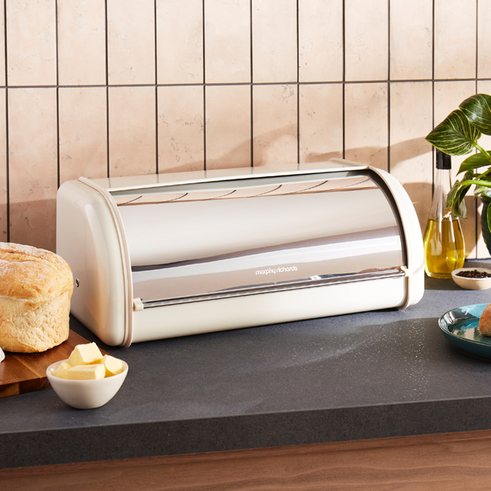 Morphy Richards Equip 12L Cream Roll Front Bread Bin Image 2