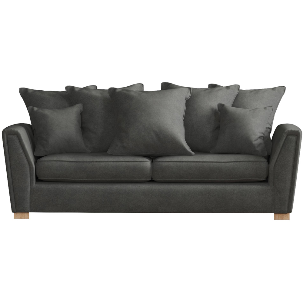 Wendleberry 3 Seater Steel Plush Velvet Scatter Back Sofa Image 2