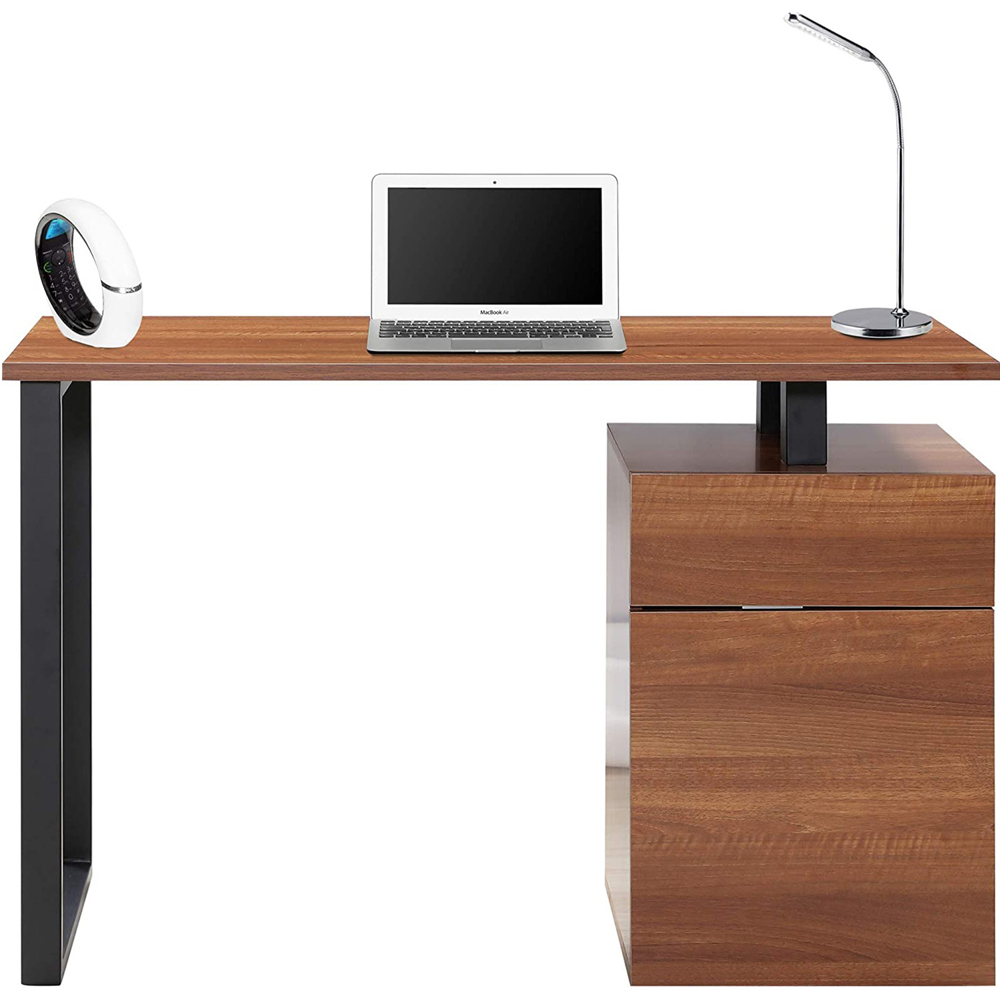 Centurion Supports Calista Single Door Single Drawer Computer Desk Walnut and Matt Black Image 4