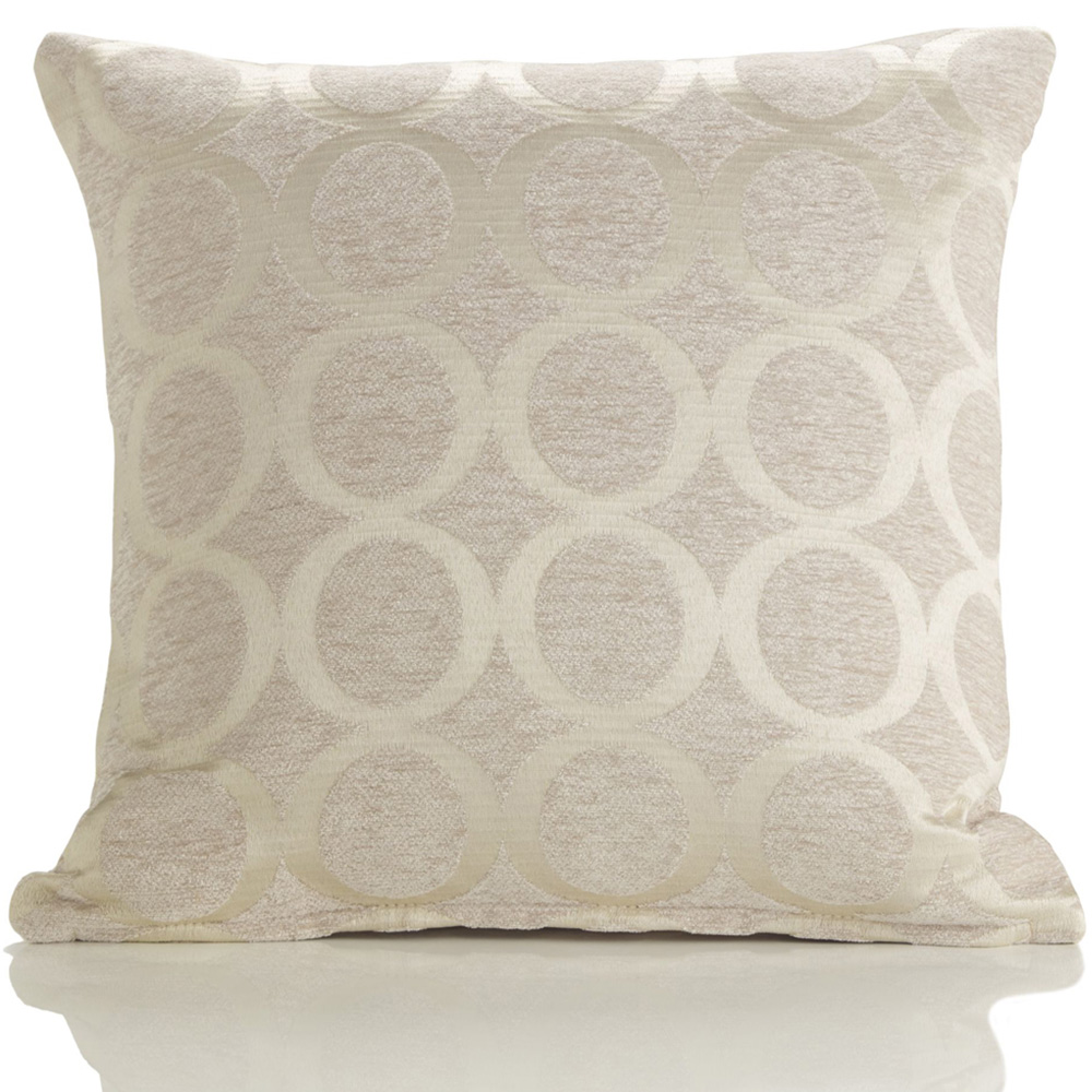 Alan Symonds Cream Chenille Geometric O Cushion with Polyester Filled Pad 45 x 45cm 4 Pack Image 2