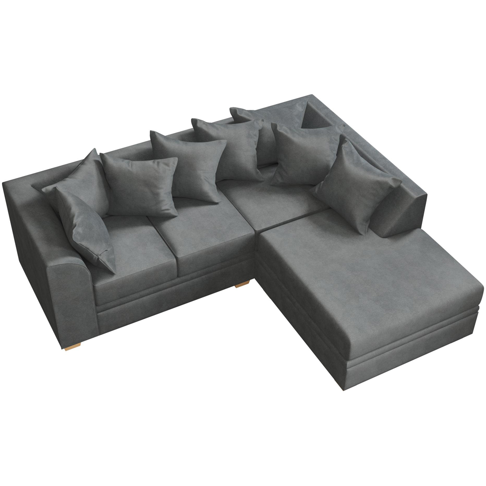 Modo 3 Seater Steel Plush Velvet Right Hand Scatter Back L-Shape Corner Sofa Image 4