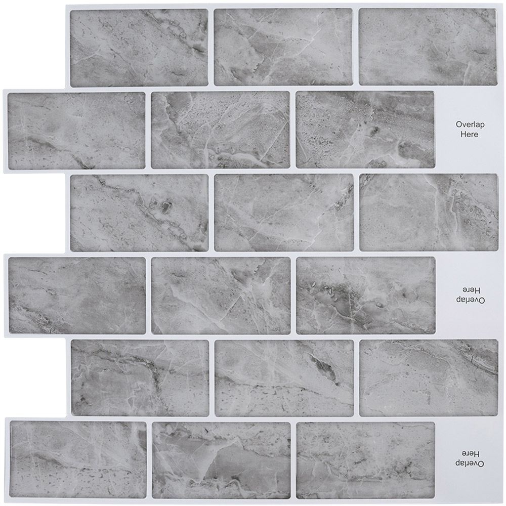 Living and Home Grey Marble Peel and Stick Wallpaper Tile 29 x 29cm 10 Pack Image 3