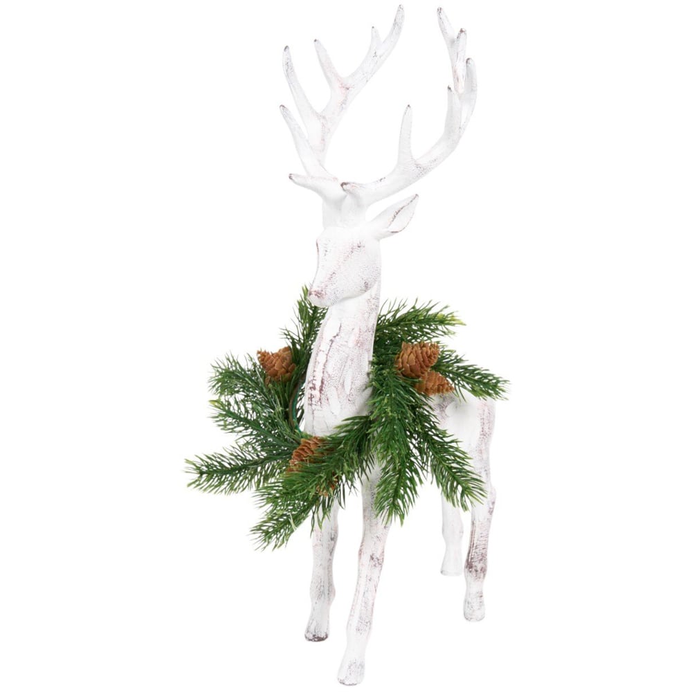 Rustic Stag with WreathWhite Image 1