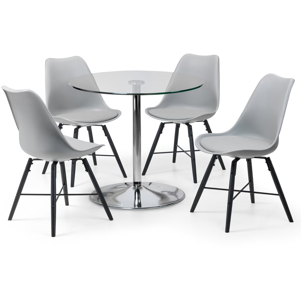 Julian Bowen Kudos 4 Seater Pedestal Dining Table Chrome and Glass Image 3