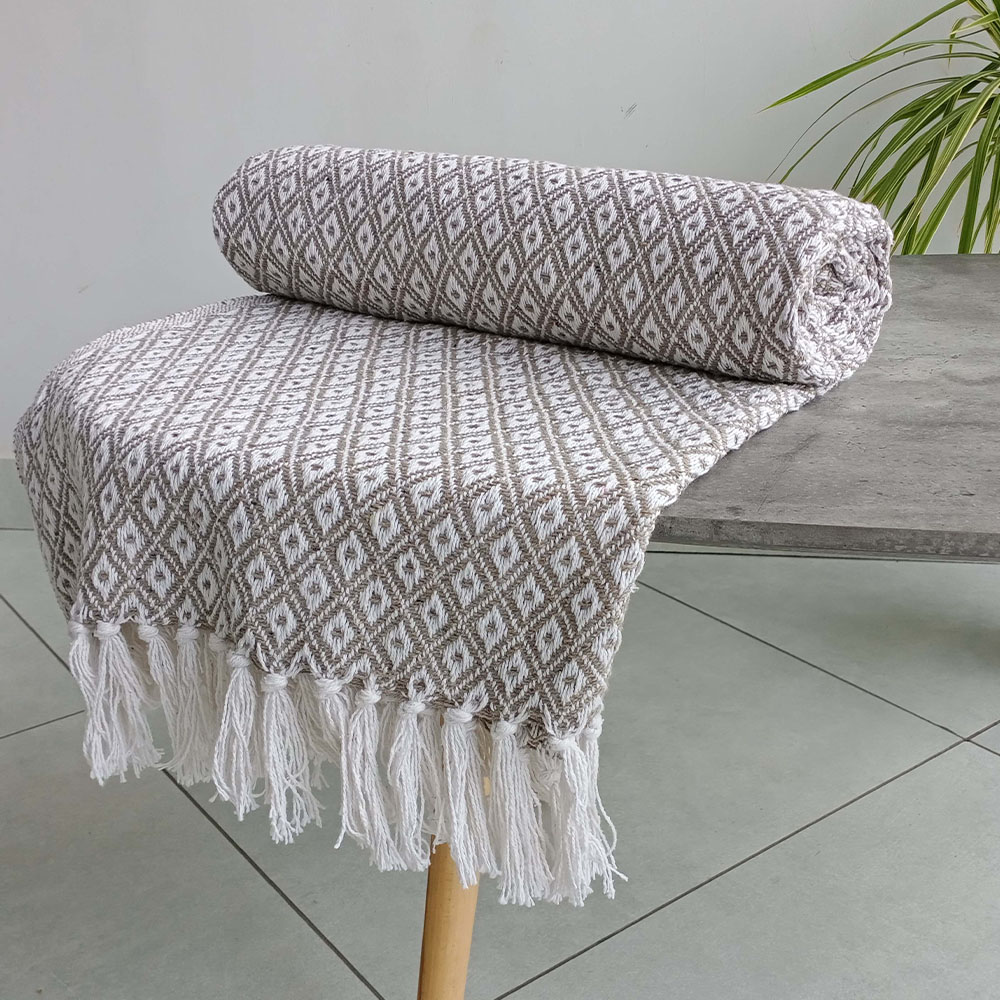 Rapport Home Natural Eden Recycled Cotton Geometric Throw 228 x 254cm Image 2