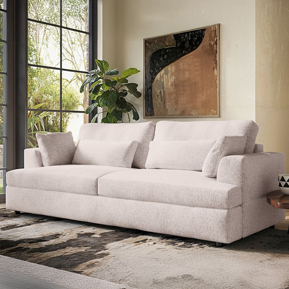 Solace+Co Drew 3 Seater Cream Chenille Sofa Image 5