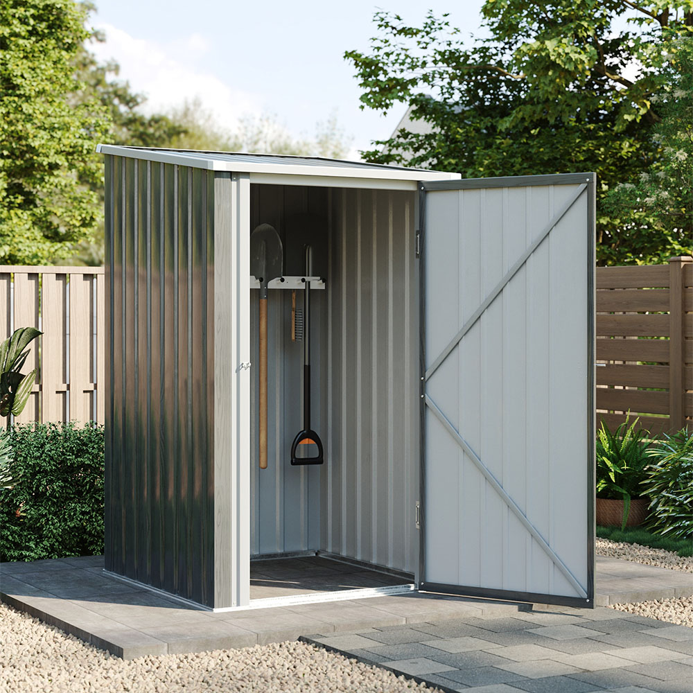 Living and Home 3 x 3ft Grey Metal Garden Storage Shed Image 2