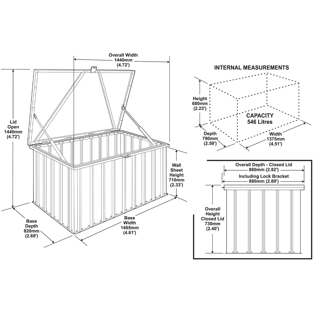Globel 5 x 3ft Green Metal Storage Shed with Lift Up Lid Image 5
