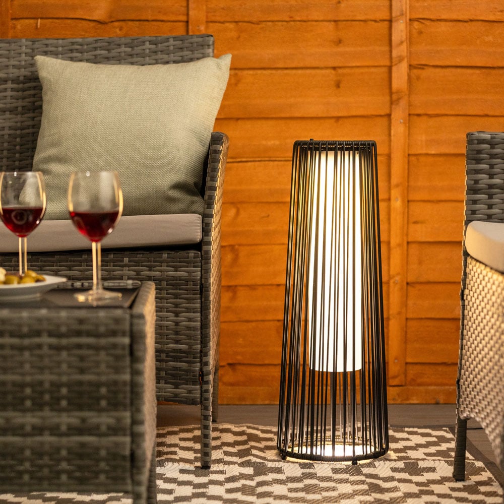 ValueLight Rattan Black Large Solar Floor Lamp Image 5
