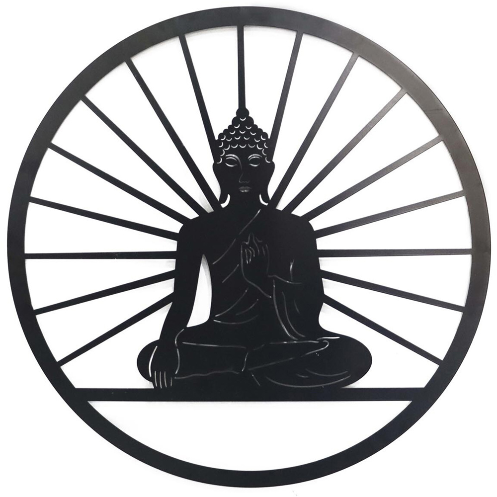 Indoor/Outdoor Peaceful Buddha Art - Black Image 1