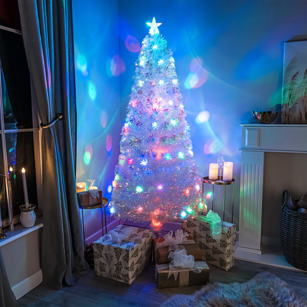 The Christmas Centre 55 Multicolour LED Iridescent White Fibre Optic Artificial Xmas Tree 6ft Image 2