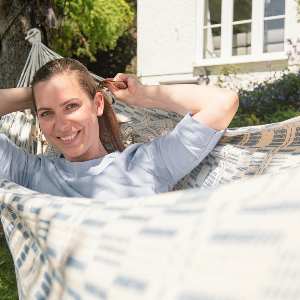 Amazonas Carioca Azul Grey Double Premium Traditional Cotton Garden Hammock Only Image 3