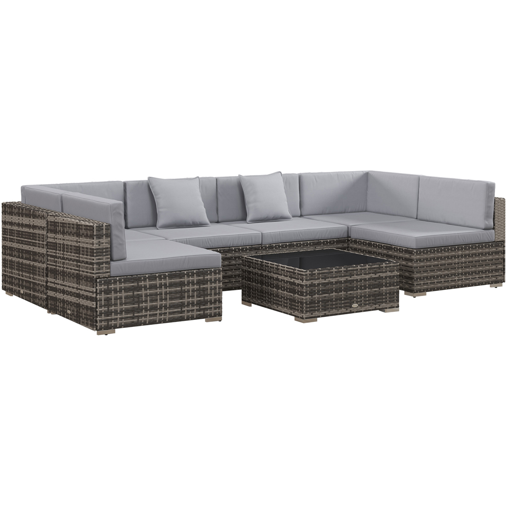 Outsunny 6 Seater Mixed Grey Rattan Sofa Lounge Set Image 2