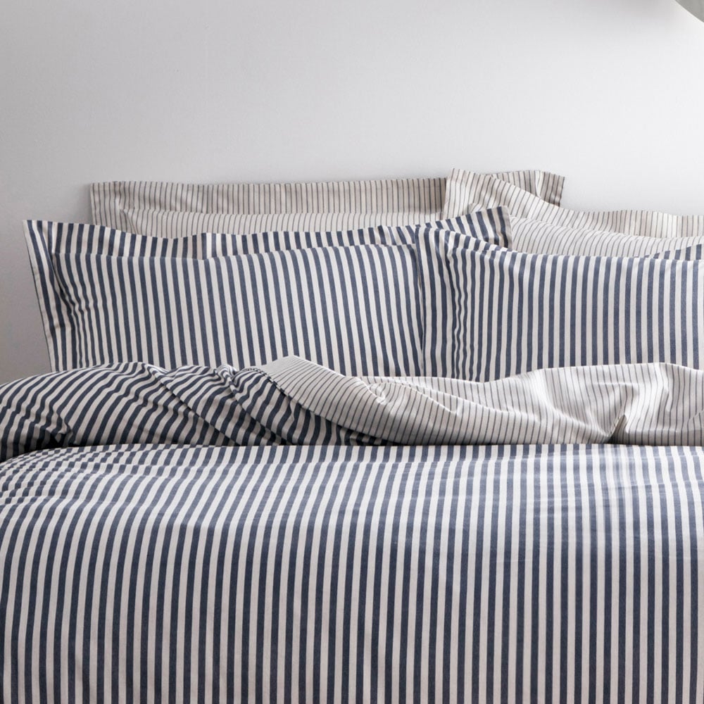 Yard Hebden Super King Navy and Grey Duvet Cover Set Image 2