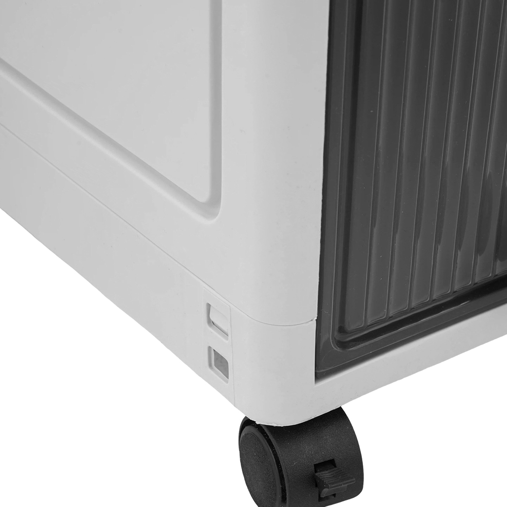 Living and Home 4 Shelf Grey Plastic Transparent Slim Storage Cabinet with Wheels Image 5
