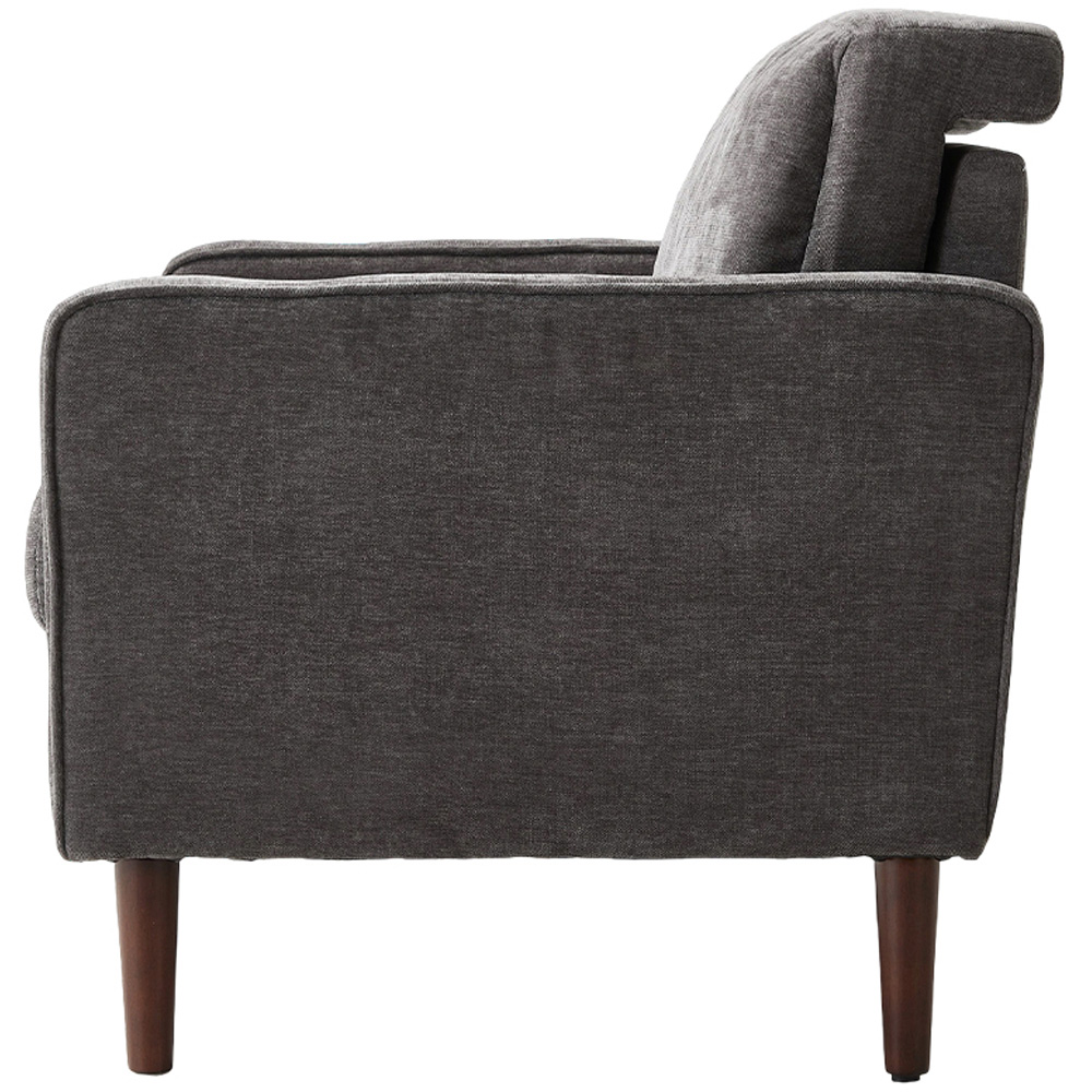 Living and Home Grey Soft Chenille Upholstered Sofa Chair with Cylindrical Pillows Image 3