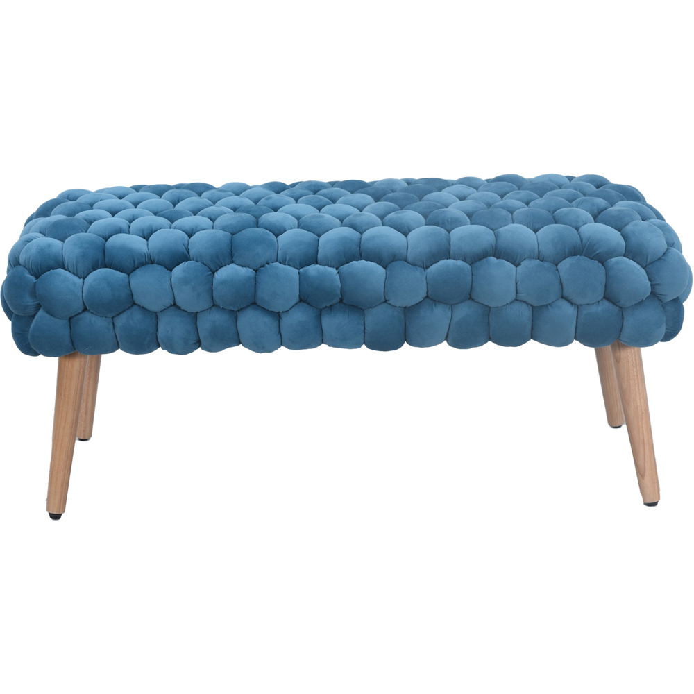 Artemis Home Cushla Blue Bubbly Velvet Large Footstool Image 2