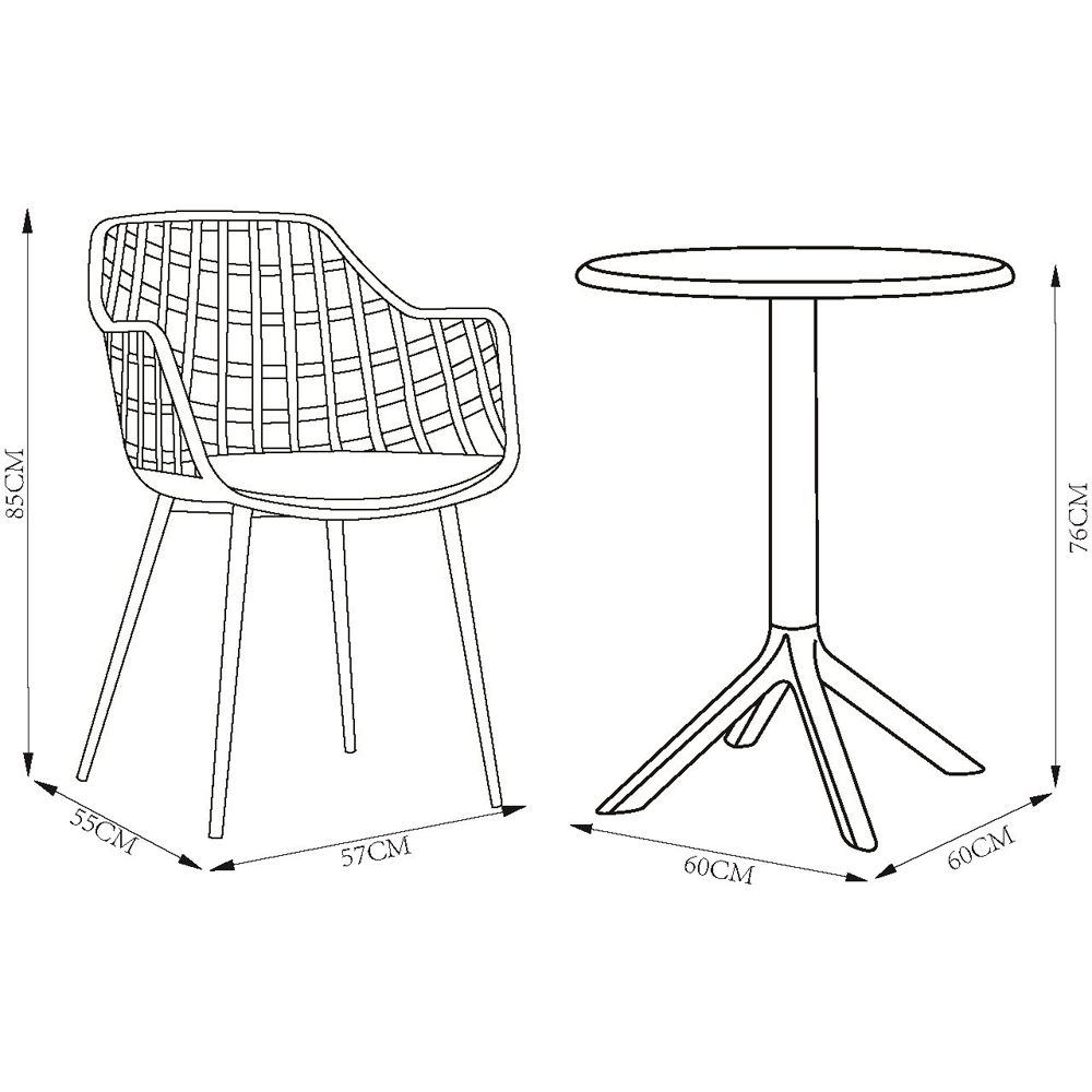 Core Products Rimini Lattice 2 Seater Moss Green Bistro Table Set Image 9