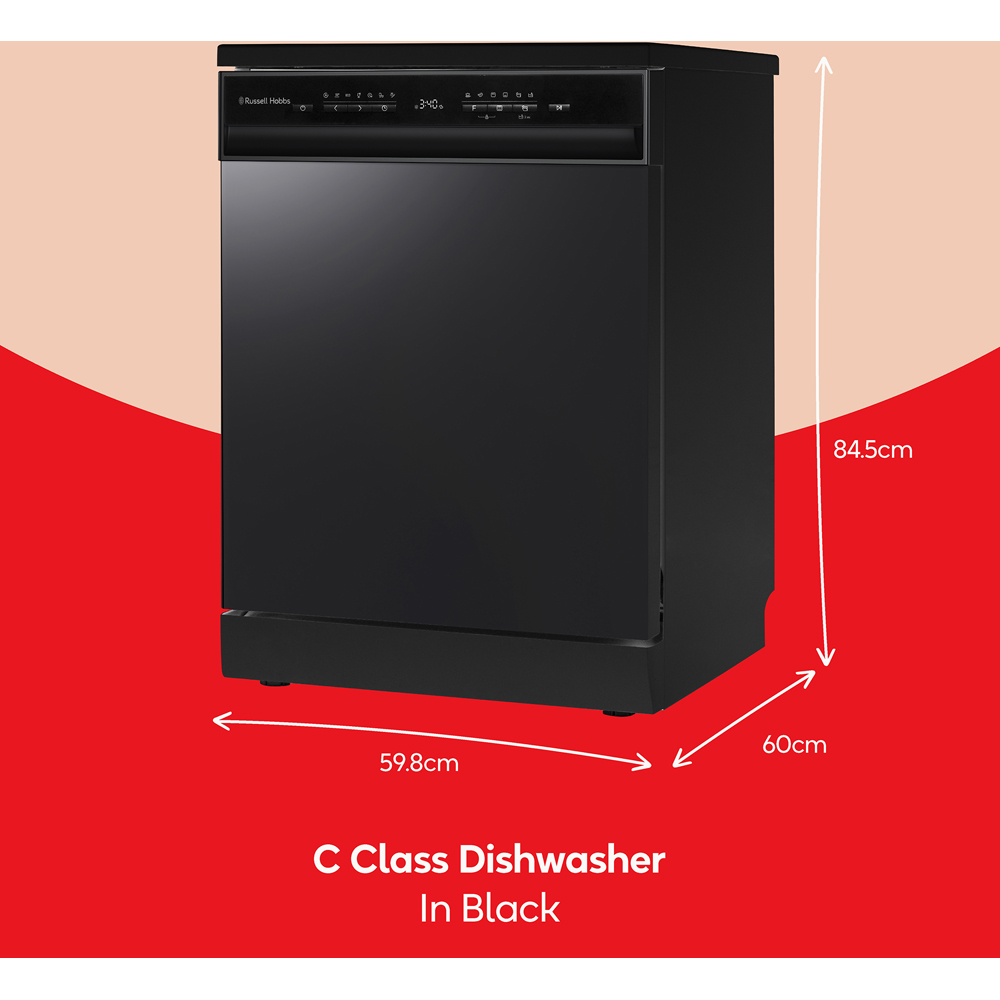 Russell Hobbs RH60DW10C1B Black Freestanding Dishwasher with 8 Wash Program Image 9