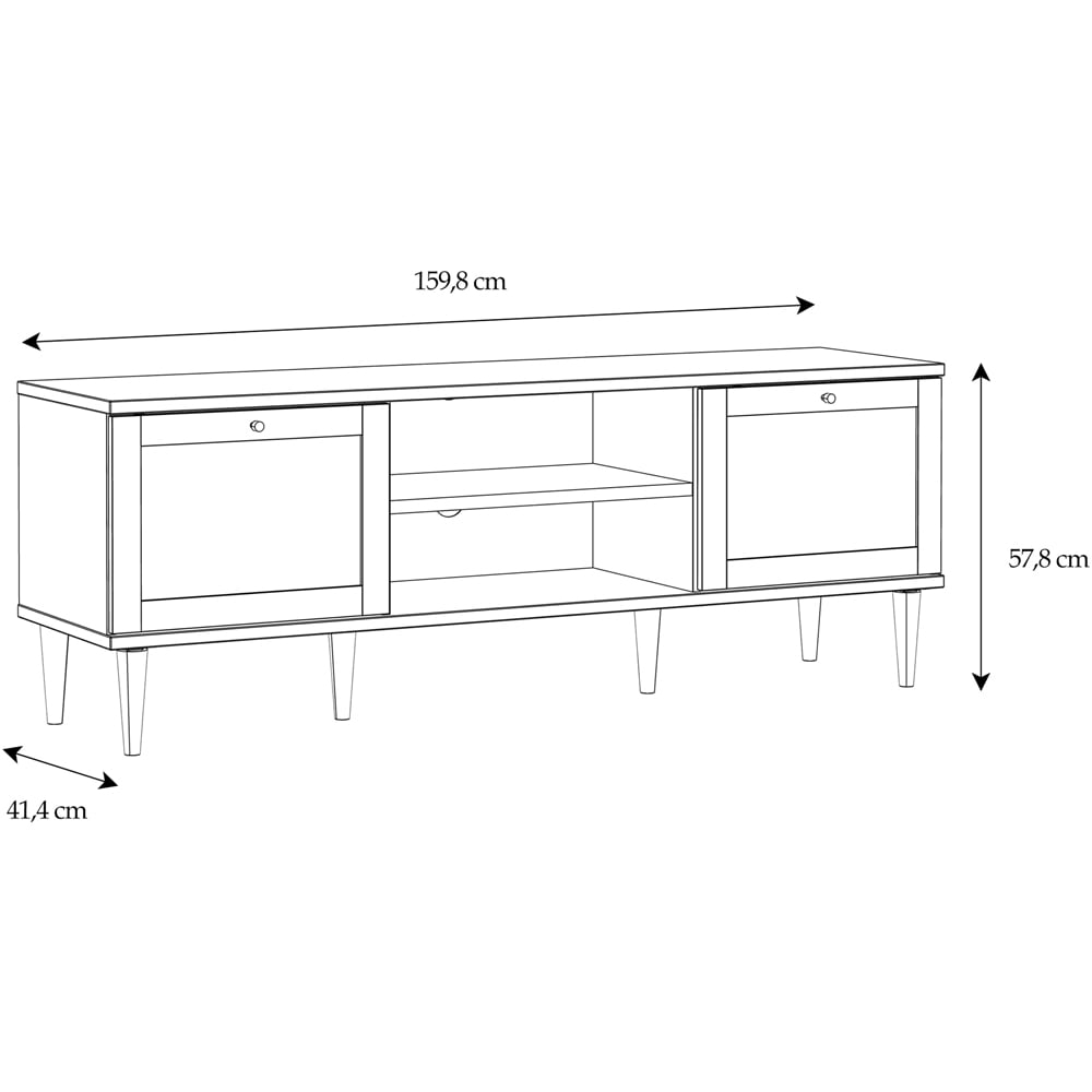 Florence Calasetta 2 Door 2 Shelf Light Oak Rattan TV Unit Image 9