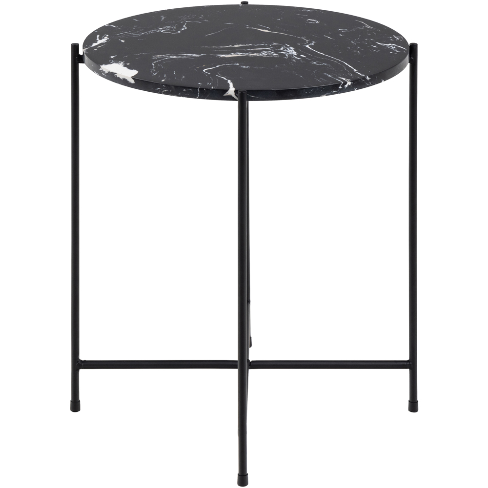 Florence Avila Black Polished Marble Stone Side Table Image 2