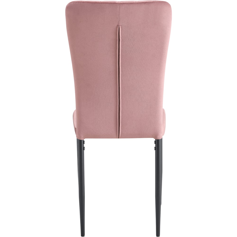 Elle Set of 6 Pink Velvet Effect Plush Padded Upholstered Dining Chair Image 6